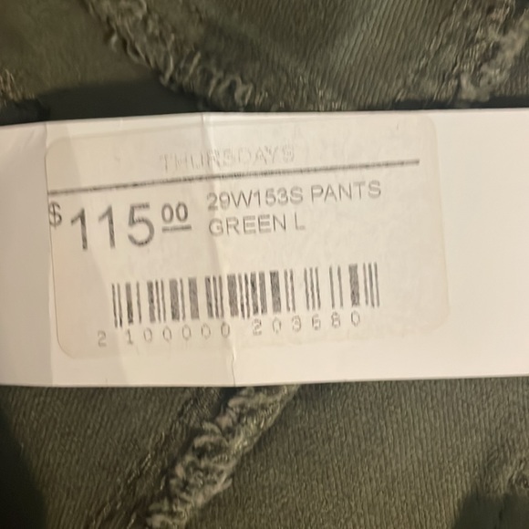 Thursdays Army Green Raw Edge Capri Cropped Jean Pants Size Large - Picture 14 of 15